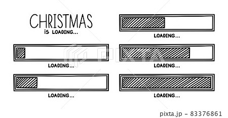 Christmas 2022 progress loading bar. Infographics design element with status of completion. Hand drawn vector illustration 83376861