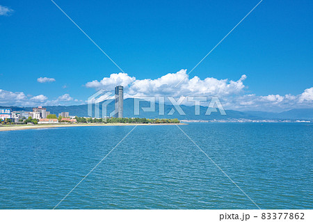 【近江大橋から見る琵琶湖の湖畔】 滋賀県草津市新浜町南川崎 83377862
