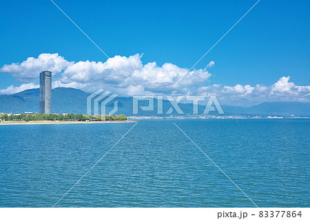【近江大橋から見る琵琶湖の湖畔】 滋賀県草津市新浜町南川崎 83377864