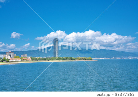【近江大橋から見る琵琶湖の湖畔】 滋賀県草津市新浜町南川崎 83377865
