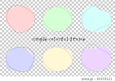 手描き風のかわいいパステルカラーの丸フレームのイラスト素材