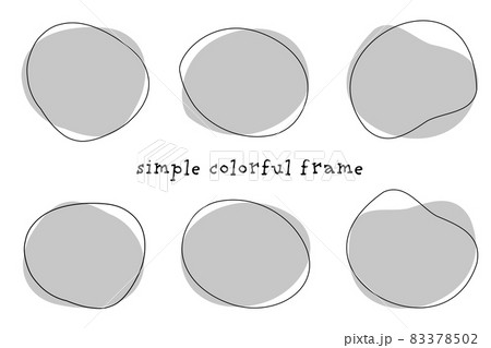 シンプルな白黒印刷に使える背景透過丸フレームのイラスト素材