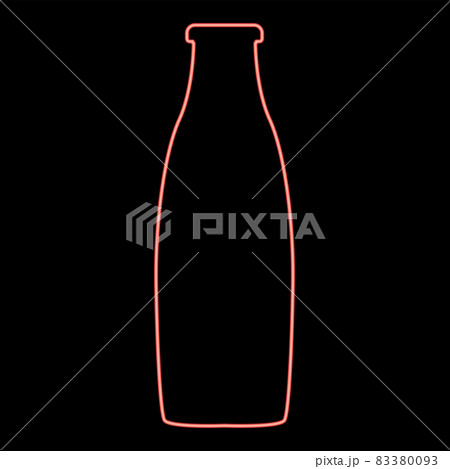 Neon Bottle Red Color Vector Illustration Flat のイラスト素材