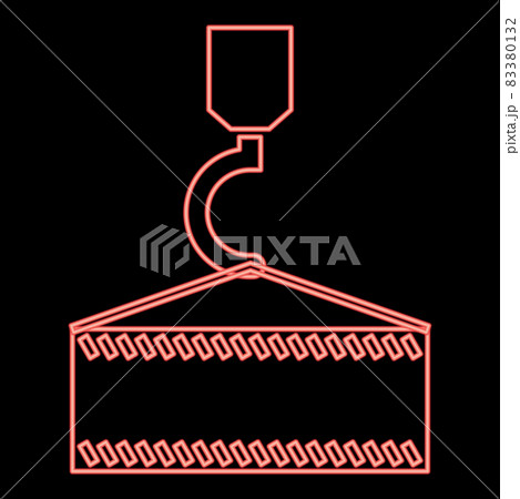 Neon crane hook red color vector illustration flat style image Neon crane hook red color vector illustration flat style image 83380132