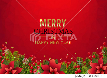 Christmas Card With Poinsettia Border Christmas Card With Poinsettia Border 83380338