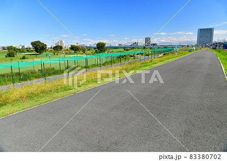 川崎リバーサイドパーク付近より多摩川下流方向を望む(神奈川県川崎市)【2021.10】 83380702
