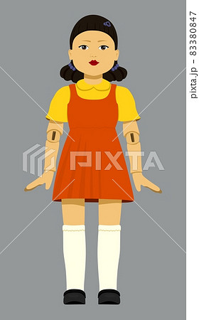 Squid game. A creepy girl doll. Vector 83380847