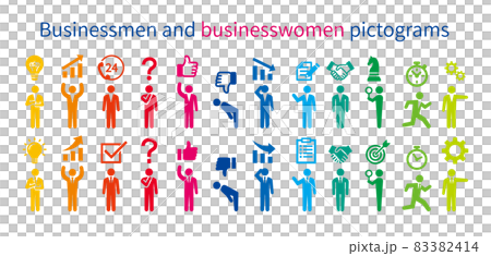 商人和女企業家的象形圖 83382414