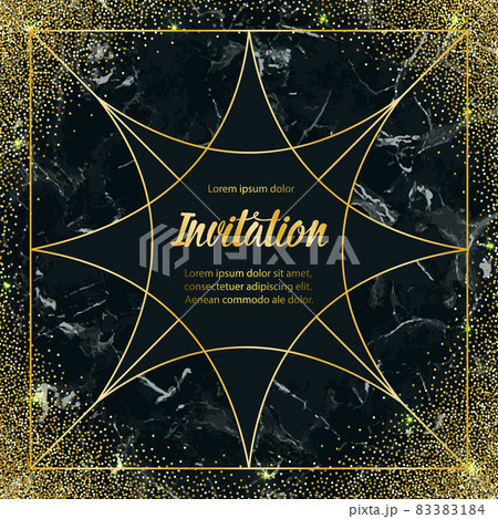 Luxury Invitation Card with Gold Glitter on Marble Background Luxury Invitation Card with Gold Glitter on Marble Background 83383184