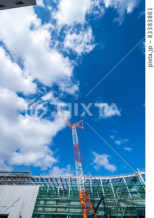 工事　建設風景　クレーン（石川県小松市） 83383861