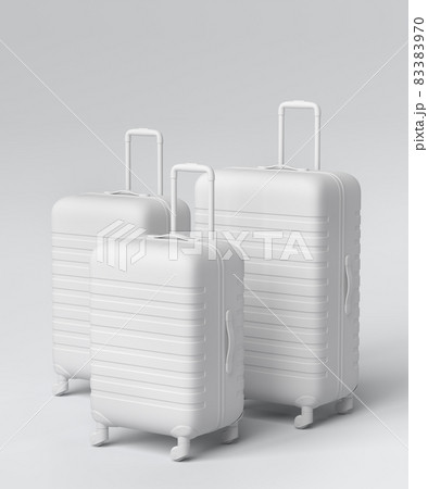 Colorful suitcase or baggage on monochrome background. 3D render of summer vacation concept and holidays 83383970