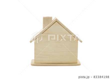 Wooden house shape isolated on white background with clipping path Wooden house shape isolated on white background with clipping path 83384198