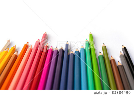 Colorful multicolored pencils on white background. Education, Business and finance concept with copy space. Art Colorful multicolored pencils on white background. Education, Business and finance concept with copy space. Art 83384490