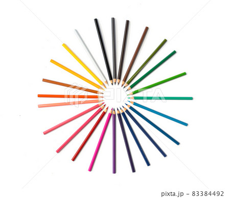 Colorful multicolored pencils on white background. Education, Business and finance concept with copy space. Art 83384492