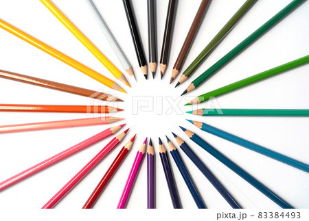 Colorful multicolored pencils on white background. Education, Business and finance concept with copy space. Art Colorful multicolored pencils on white background. Education, Business and finance concept with copy space. Art 83384493