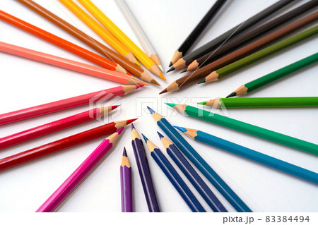Colorful multicolored pencils on white background. Education, Business and finance concept with copy space. Art Colorful multicolored pencils on white background. Education, Business and finance concept with copy space. Art 83384494
