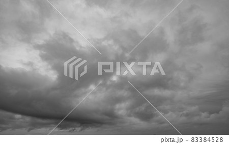 Dramatic dark clouds sky with thunder storm and rain. Abstract nature landscape background. 83384528