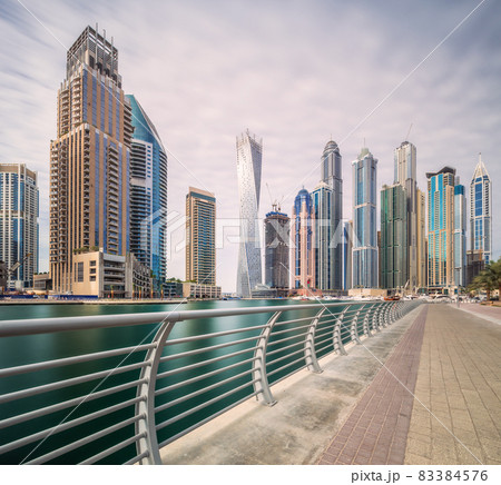 Day view of Dubai Marina bay with clear sky, UAE Day view of Dubai Marina bay with clear sky, UAE 83384576