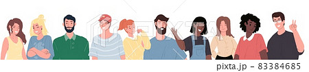 Flat cartoon trendy happy positive characters,vector illustration concept 83384685