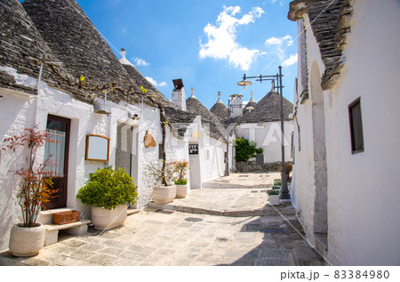Town of Alberobello, village with Trulli houses in Puglia Apulia region Town of Alberobello, village with Trulli houses in Puglia Apulia region 83384980