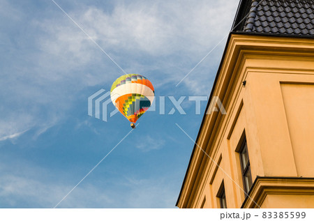 Colorful hot air balloon in blue sky, Stockholm, Sweden 83385599
