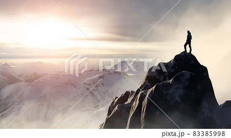 Adventurous Man on a Rocky Mountain. Adventurous Man on a Rocky Mountain. 83385998