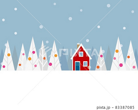 冬風景 雪 クリスマスツリーのイラスト素材