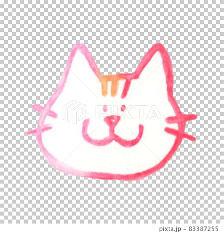 Cute and relaxed cat face (tabby cat) hand-drawn watercolor illustration Cute and relaxed cat face (tabby cat) hand-drawn watercolor illustration 83387255
