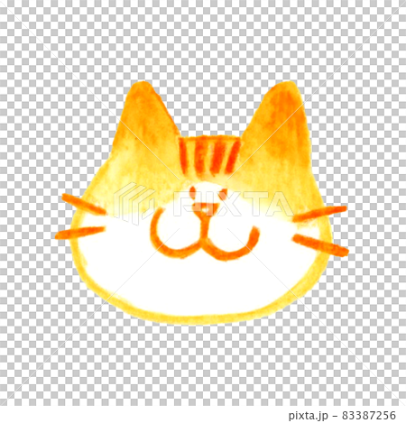 Cute and relaxed cat face (tabby cat) hand-drawn watercolor illustration Cute and relaxed cat face (tabby cat) hand-drawn watercolor illustration 83387256