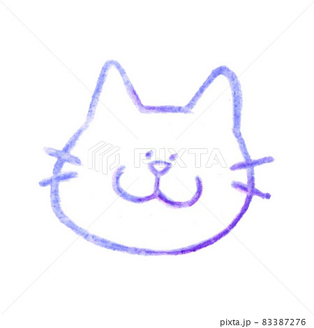 手描き水彩イラスト素材 ゆるい かわいい猫の顔 白猫 のイラスト素材