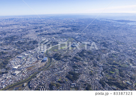新横浜周辺全景・港北インターチェンジ・空撮 83387323