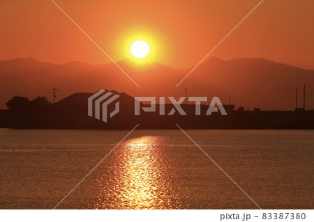 大牟田市 三池港 港の夕暮れ、 大牟田市 三池港 港の夕暮れ、 83387380
