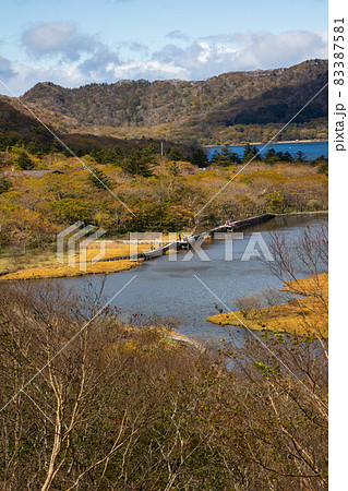 晩秋の赤城山　鳥居峠から見る覚満淵と大沼 83387581