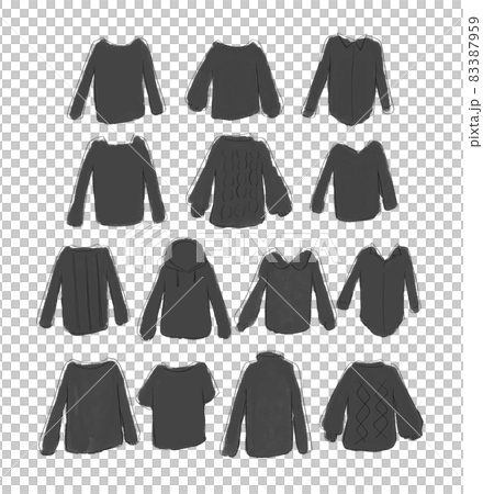 黒い洋服のイラストセットのイラスト素材