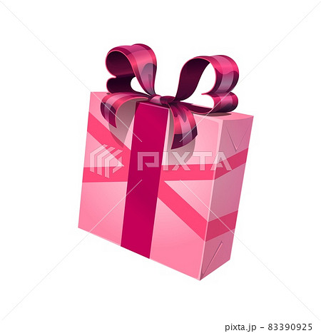 Holiday gift box, vector present wrapped with pink wrapping paper and sumptuous bow. Isolated cartoon rectangular giftbox for festive event Christmas, Valentine Day, Birthday or New Year celebration Holiday gift box, vector present wrapped with pink wrapping paper and sumptuous bow. Isolated cartoon rectangular giftbox for festive event Christmas, Valentine Day, Birthday or New Year celebration 83390925
