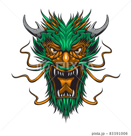 Asian dragon monster, mythology beast cartoon mascot head. Angry roaring or screaming fairytale creature, fantasy beast with horns and sharp fangs. Chinese, Japanese or Thai furious, aggressive dragon Asian dragon monster, mythology beast cartoon mascot head. Angry roaring or screaming fairytale creature, fantasy beast with horns and sharp fangs. Chinese, Japanese or Thai furious, aggressive dragon 83391006