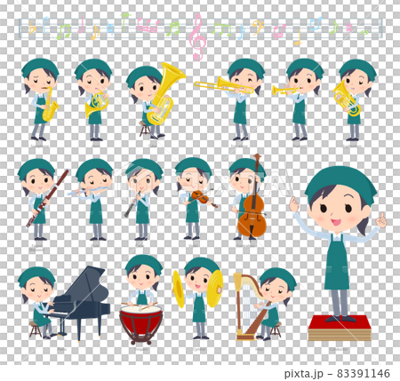 Supermarket clerk female set on classical music performance 83391146
