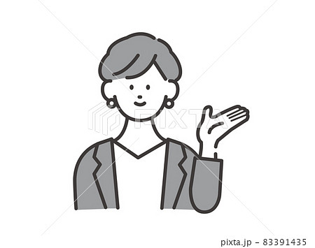 笑顔で案内する女性社員 イメージイラスト ベクター素材 83391435