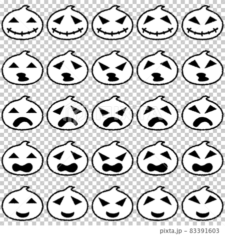 手繪風格插畫合集，結合了可用於萬聖節2的簡單鬼魂的各種面部表情 83391603