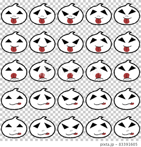 一組手繪風格的插圖，結合了可用於萬聖節 4 的簡單鬼魂的各種面部表情 83391605