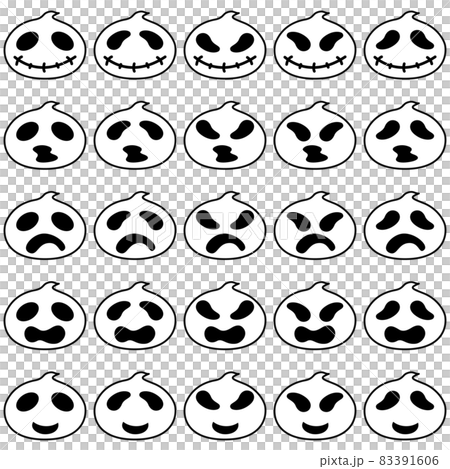 結合可用於萬聖節 1 的簡單鬼魂的各種面部表情的插圖集 83391606
