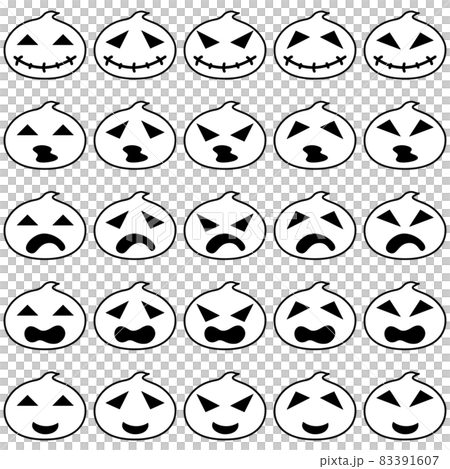 ハロウィン用に使えるシンプルなゴーストのいろんな表情を組合わせたイラスト集2 83391607