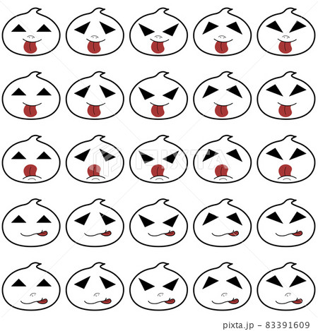 ハロウィン用に使えるシンプルなゴーストのいろんな表情を組合わせたイラスト集4 83391609