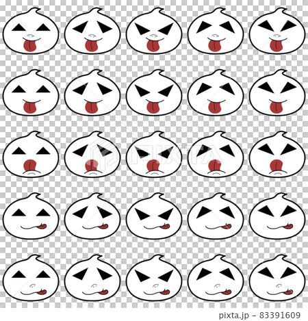 ハロウィン用に使えるシンプルなゴーストのいろんな表情を組合わせたイラスト集4 83391609