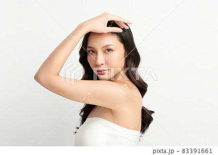 Beautiful young asian woman with clean fresh skin on white background, Face care, Facial treatment, Beautiful young asian woman with clean fresh skin on white background, Face care, Facial treatment, 83391661