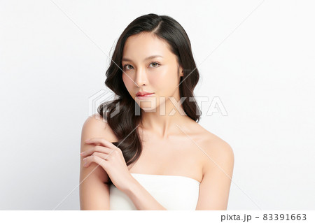 Beautiful young asian woman with clean fresh skin on white background, Face care, Facial treatment, Beautiful young asian woman with clean fresh skin on white background, Face care, Facial treatment, 83391663