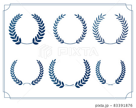 青色の月桂冠セットのイラスト素材 青色の月桂冠セットのイラスト素材