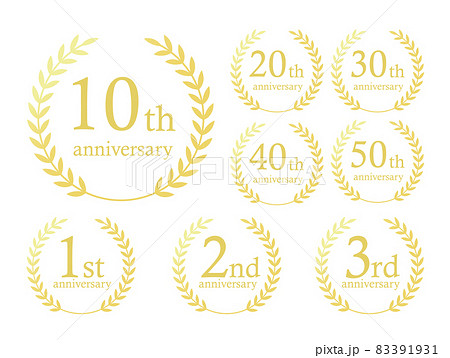 金色の月桂冠のアニバーサリーエンブレム 金色の月桂冠のアニバーサリーエンブレム 83391931