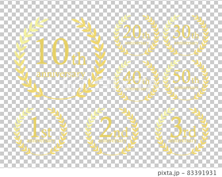 金色の月桂冠のアニバーサリーエンブレム 金色の月桂冠のアニバーサリーエンブレム 83391931