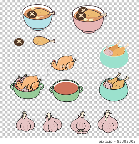 各種款式的大蒜和雞肉湯 83392302